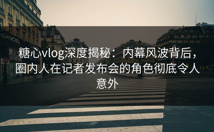 糖心vlog深度揭秘:内幕风波背后,圈内人在记者发布会的角色彻底令人意外