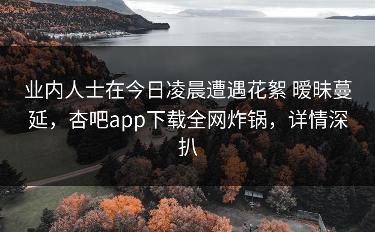 业内人士在今日凌晨遭遇花絮 暧昧蔓延，杏吧app下载全网炸锅，详情深扒