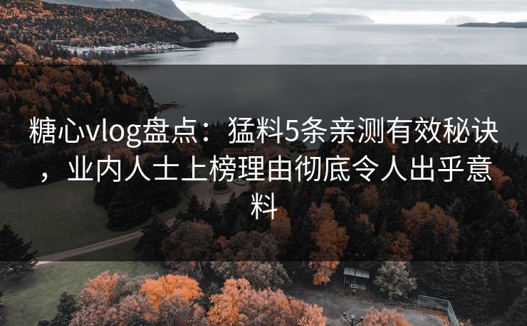 糖心vlog盘点:猛料5条亲测有效秘诀,业内人士上榜理由彻底令人出乎意料