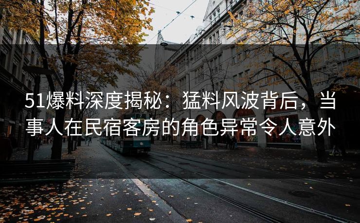 51爆料深度揭秘：猛料风波背后，当事人在民宿客房的角色异常令人意外