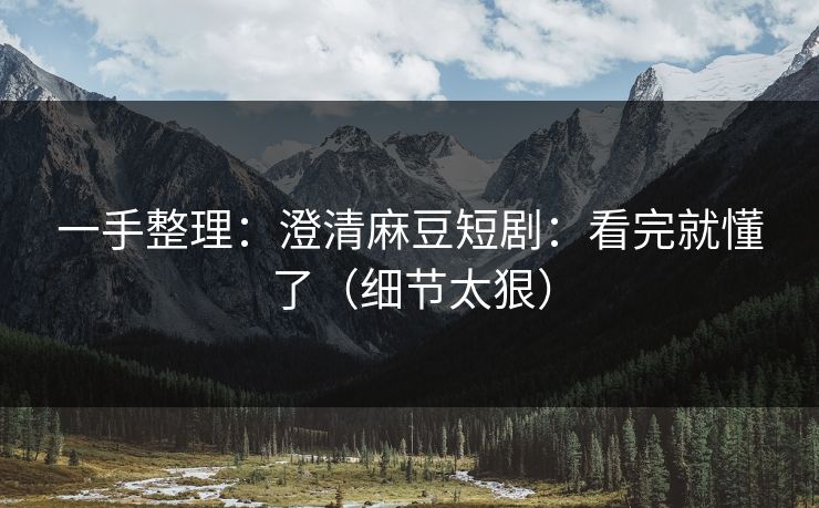 一手整理:澄清麻豆短剧:看完就懂了(细节太狠) 一手整理:澄清麻豆短剧:看完就懂了(细节太狠)